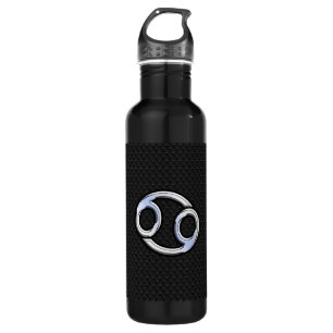 Chrome Like Cancer Zodiac Sign on Snake Skin Style 710 Ml Water Bottle