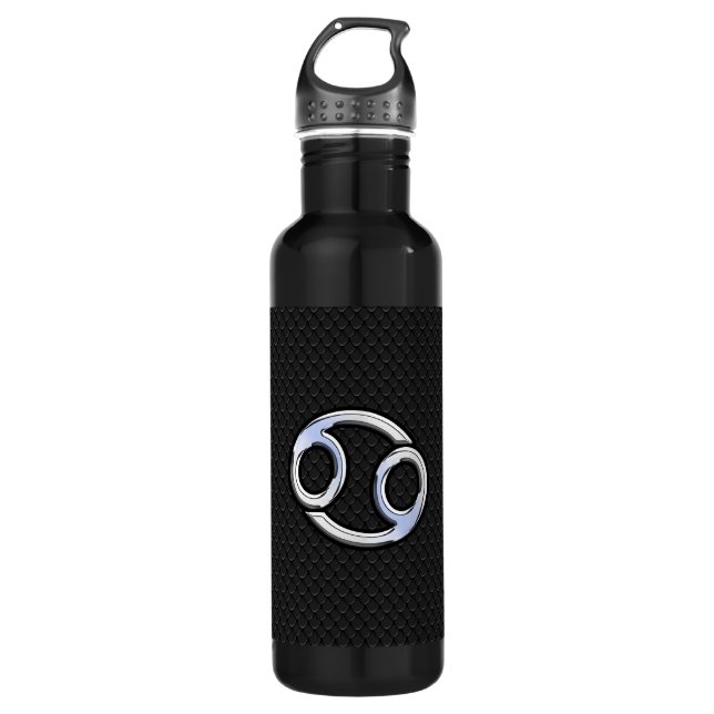 Chrome Like Cancer Zodiac Sign on Snake Skin Style 710 Ml Water Bottle (Front)
