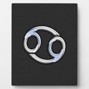 Chrome Like Cancer Zodiac Sign on Snake Skin Style Plaque