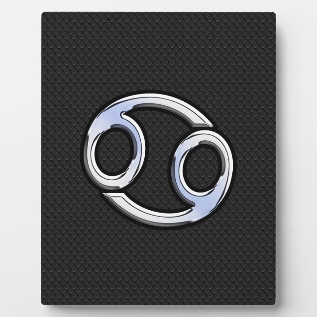 Chrome Like Cancer Zodiac Sign on Snake Skin Style Plaque (Front)