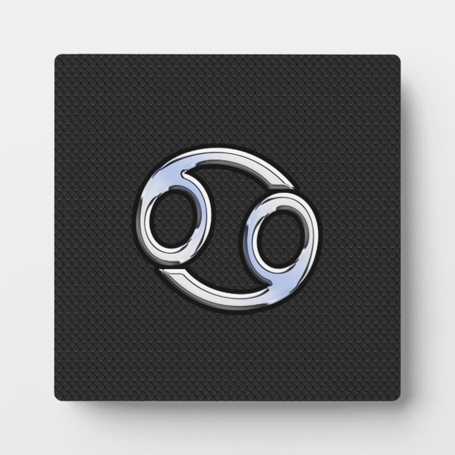 Chrome Like Cancer Zodiac Sign on Snake Skin Style Plaque (Front)
