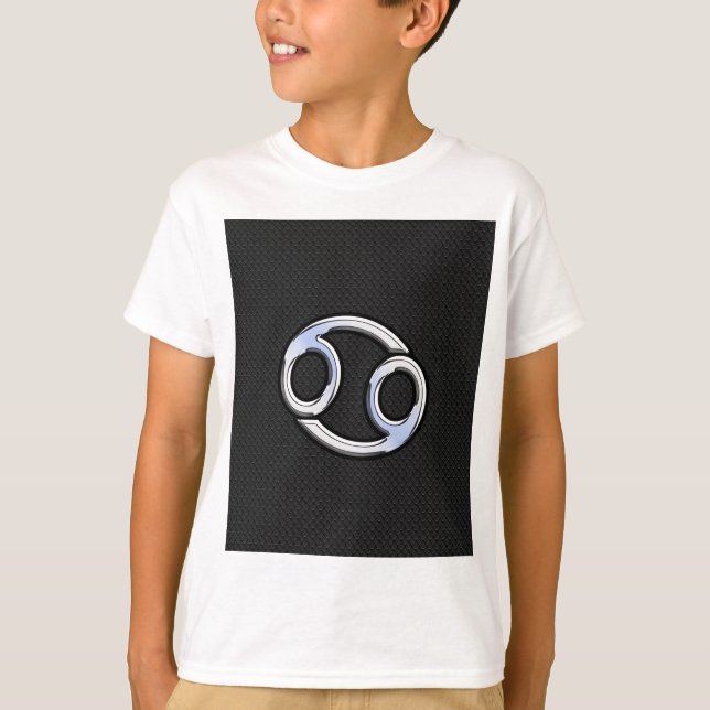 Chrome Like Cancer Zodiac Sign on Snake Skin Style T-Shirt (Front)