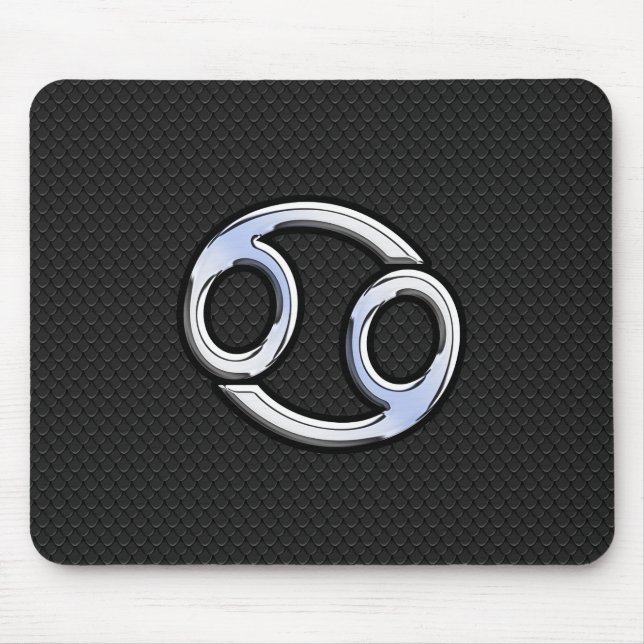 Chrome Like Cancer Zodiac Symbol on Snake Style Mouse Pad (Front)