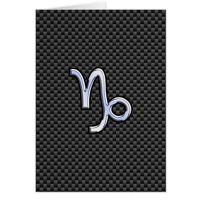 Chrome like Capricorn Zodiac Sign on Carbon Fiber (Front)