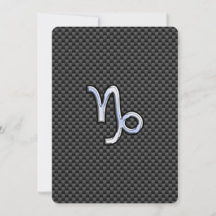 Chrome like Capricorn Zodiac Sign on Carbon Fibre