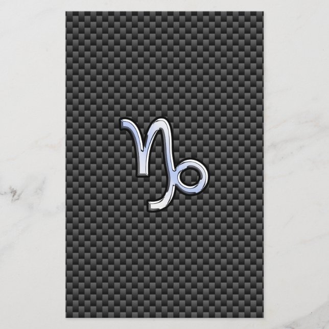 Chrome like Capricorn Zodiac Sign on Carbon Fibre Flyer (Front)