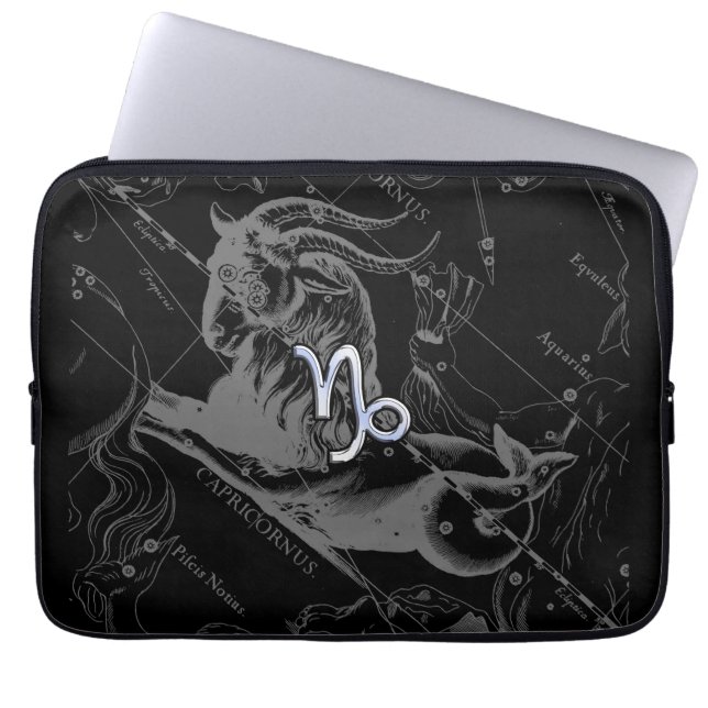 Chrome like Capricorn Zodiac Sign on Hevelius Laptop Sleeve (Front)
