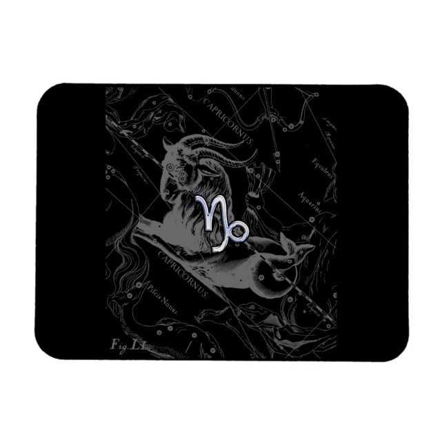Chrome like Capricorn Zodiac Sign on Hevelius Magnet (Horizontal)