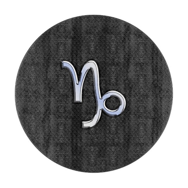 Chrome like Capricorn Zodiac Symbol on Snake Skin Cutting Board (Front)