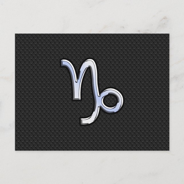 Chrome like Capricorn Zodiac Symbol on Snake Skin Postcard (Front)