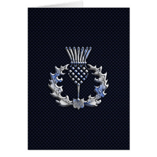 Chrome Like Carbon Fibre Print Scottish Thistle
