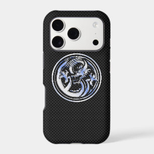 Chrome like Dragon Crest Carbon Fibre Print