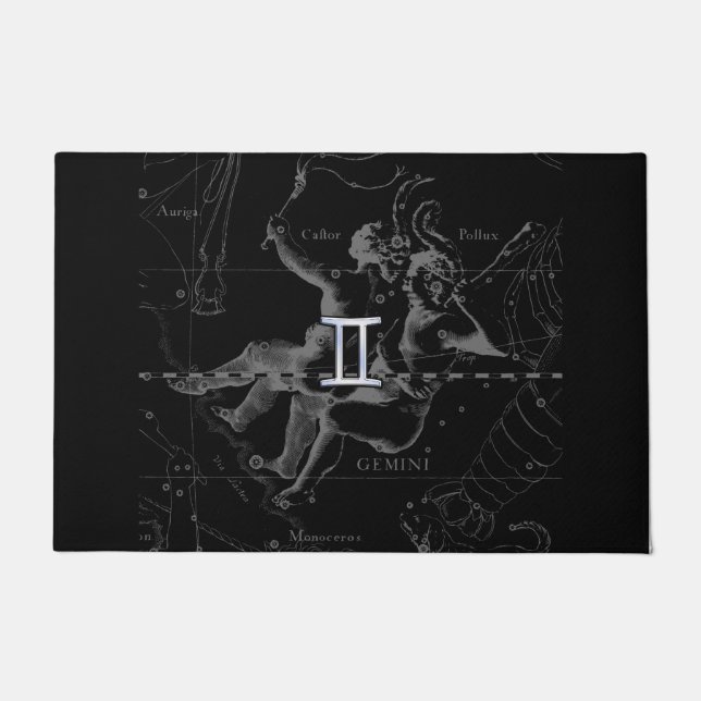 Chrome like Gemini Zodiac Sign on Hevelius Doormat (Front)