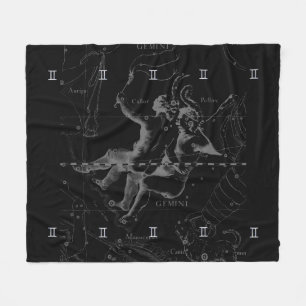 Chrome like Gemini Zodiac Sign on Hevelius Fleece Blanket