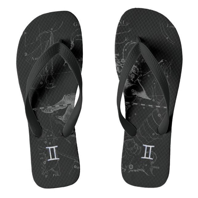 Chrome like Gemini Zodiac Sign on Hevelius Jandals (Footbed)