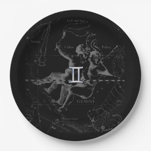 Chrome like Gemini Zodiac Sign on Hevelius Paper Plate