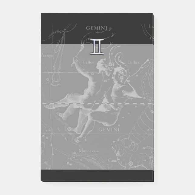 Chrome like Gemini Zodiac Symbol on Hevelius Post-it Notes (Front)