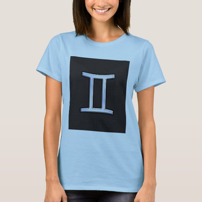 Chrome Like Gemini Zodiac Symbol T-Shirt (Front)