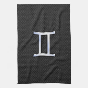 Chrome Like Gemini Zodiac Symbol Tea Towel