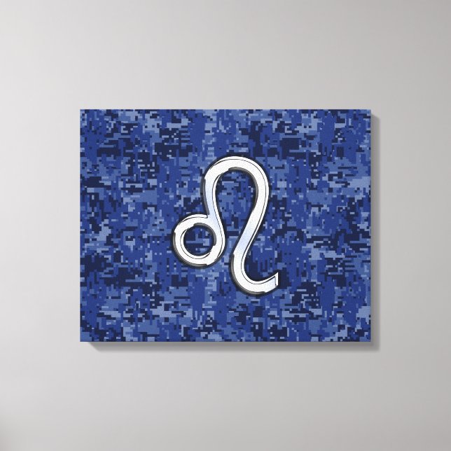 Chrome Like Leo Sign on Navy Blue Digital Camo (Front)