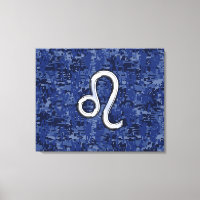 Chrome Like Leo Sign on Navy Blue Digital Camo