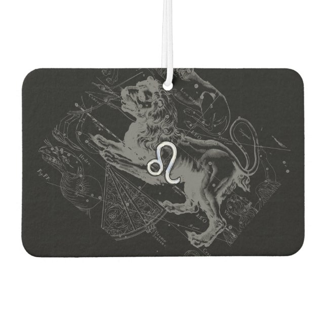 Chrome like Leo Zodiac Sign on Hevelius Car Air Freshener (Front)