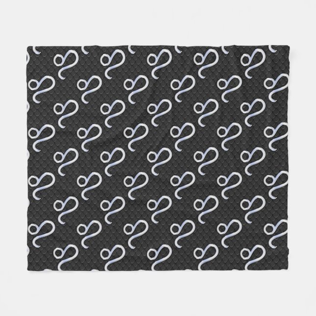 Chrome Like Leo Zodiac Sign on Snake Skin Decor Fleece Blanket (Front (Horizontal))