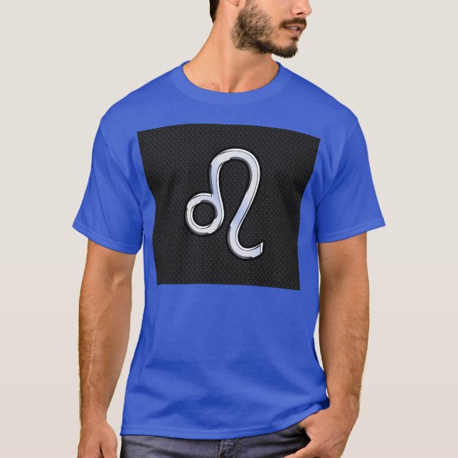 Chrome Like Leo Zodiac Sign on snake skin T-Shirt (Front)