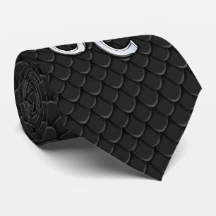 Chrome Like Leo Zodiac Sign on snake skin Tie