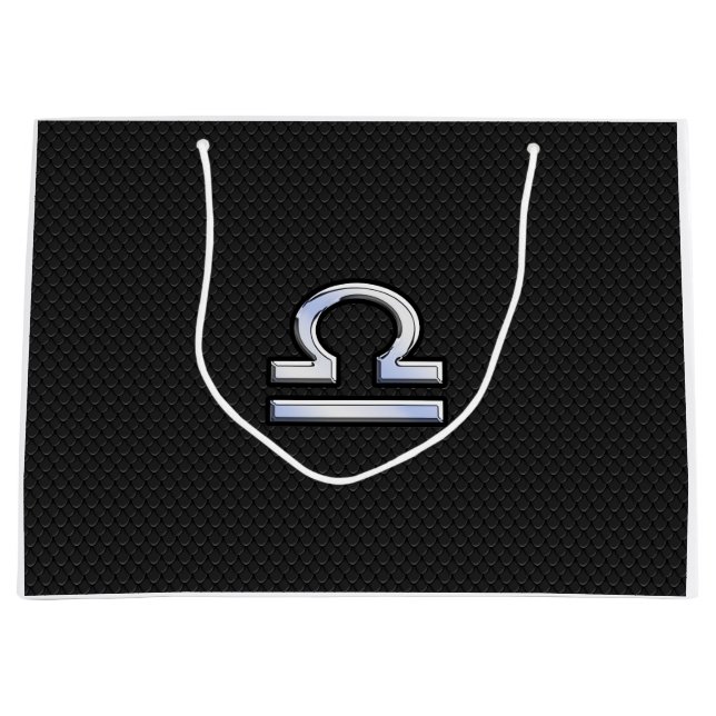 Chrome Like Libra Zodiac Symbol Snake Skin Decor Large Gift Bag (Front)
