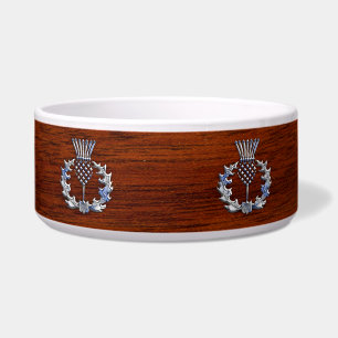 Chrome Like Mahogany Wood Grain Scottish Thistle
