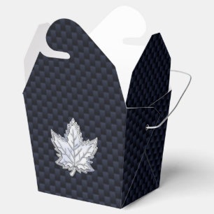 Chrome Like Maple Leaf Carbon Fibre Print Favour Box