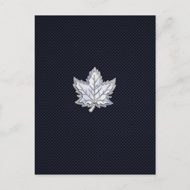 Chrome Like Maple Leaf on Carbon Fibre Print Postcard (Front)