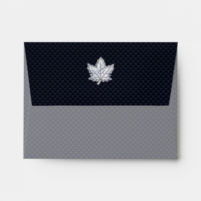Chrome Like Maple Leaf on Carbon Fibre style Envelope (Back (Top Flap))