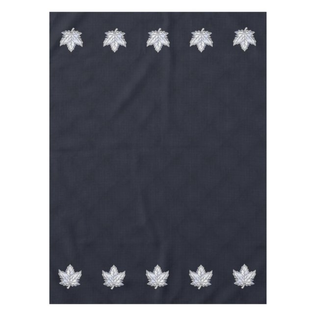 Chrome Like Maple Leaf on racy Carbon Fibre Print Tablecloth (Front)