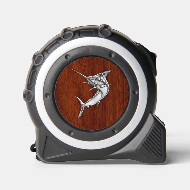 Chrome Like Marlin on Nautical Mahogany Print 1 (Front)