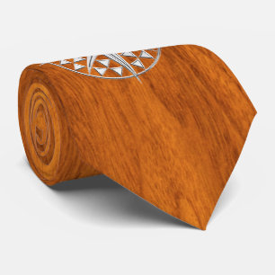 Chrome like Nautical Star on Teak Veneer print Tie