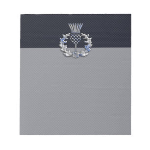 Chrome like on Carbon Fibre Print Scottish Thistle Notepad