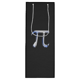 Chrome Like Pi Symbol Charcoal Carbon Fibre Print Wine Gift Bag