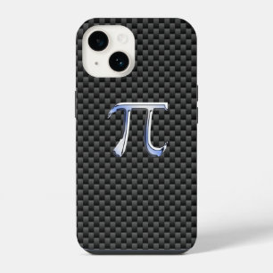 Chrome Like Pi Symbol on Carbon Fibre iPhone 14 Case