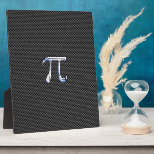 Chrome Like Pi Symbol on Carbon Fibre Print Plaque