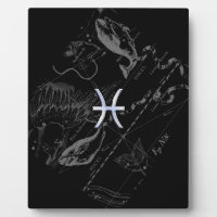 Chrome like Pisces Zodiac Sign on Black Hevelius