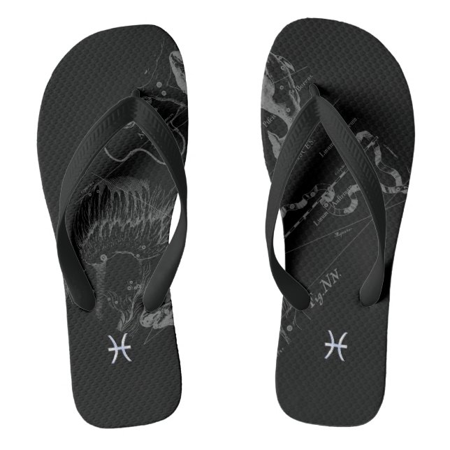 Chrome like Pisces Zodiac Sign on Hevelius Jandals (Footbed)