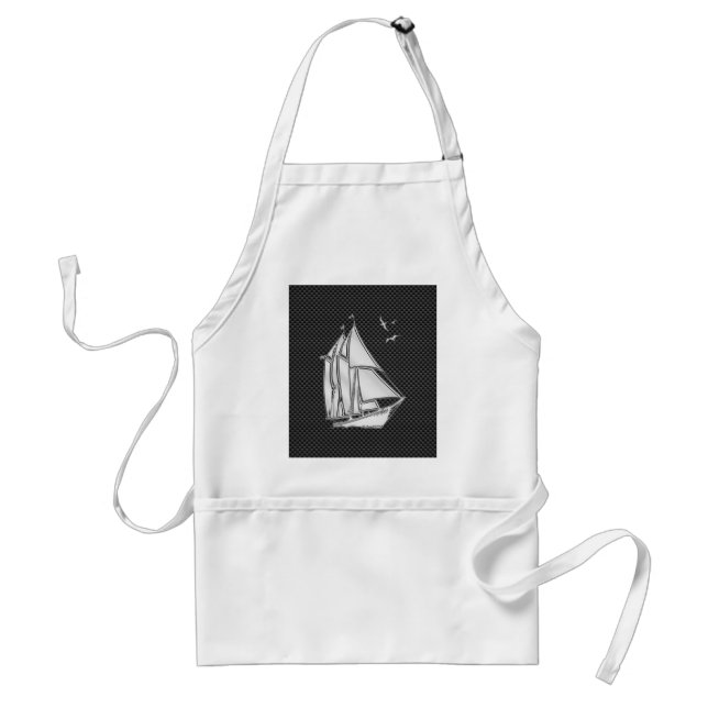 Chrome Like Regatta Sailboat on Carbon Fibre decor Standard Apron (Front)