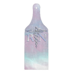 Chrome Like RN Caduceus Medical Mother Pearl Cutting Board
