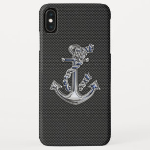 Chrome Like Rope Anchor Blue on Carbon Fibre Case-Mate iPhone Case