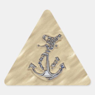 Chrome Like Rope Anchor in the Sand Triangle Sticker