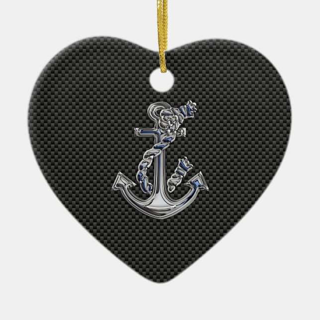Chrome Like Rope Anchor on Carbon Fibre Ceramic Tree Decoration (Front)