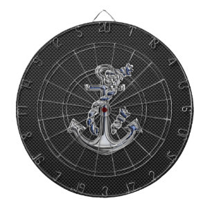 Chrome Like Rope Anchor on Carbon Fibre Dartboard