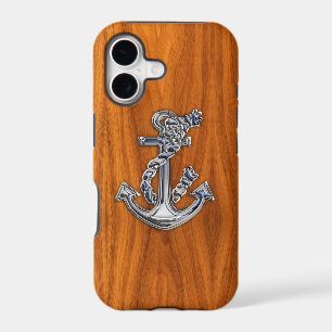Chrome Like Rope Anchor on Teak Veneer Style
